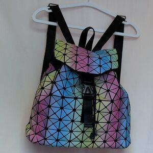 BAO BAO Issey Miyake Reflective Geometric Drawstring Backpack